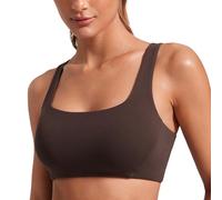 CRZ YOGA Womens Butterlift V-Shaped Racerback Sports Bras - Square Neck Double Lined Sports Bra Wireless Workout Yoga Bra Hot Fudge Brown 14