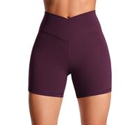 CRZ YOGA Womens Butterluxe 5" V Cross Cycling Shorts - Crossover Gym Shorts High Waisted Tummy Control Workout Yoga Shorts Deep Purple 14