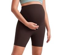 CRZ YOGA Women's Butterluxe 6" Maternity Shorts Over The Belly - Over Bump Yoga Sports Biker Shorts Pregnancy Leggings Hot Fudge Brown 14