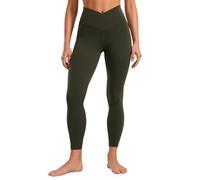CRZ YOGA Womens Butterluxe Cross Waist 25'' Workout Leggings - V Cross High Waisted Yoga Pants Soft Gym Leggins Olive Green 6