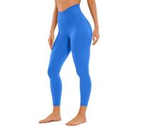 CRZ YOGA Womens Butterluxe Cross Waist 25'' Workout Leggings - V Cross High Waisted Yoga Pants Soft Gym Leggins Sparkle Blue 8