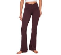 CRZ YOGA Womens Butterluxe Crossover Flared Leggings High Waist Bootleg Workout Leggings Stretch Bootcut Yoga Pants - 29" Ripe Plum 10