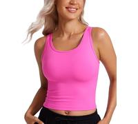 CRZ YOGA Women's Butterluxe Double Lined Tank Tops Racerback Scoop Neck Crop Top Workout Sleeveless Tanks Top Light Purple 12