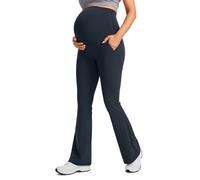 CRZ YOGA Women's Butterluxe Maternity Flare Leggings with Pockets 31"- Buttery Soft Pregnancy Bootcut Belly Support Yoga Pants True Navy 10