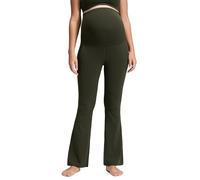 CRZ YOGA Women's Butterluxe Maternity Flare Leggings with Pockets 31"- Buttery Soft Pregnancy Bootcut Belly Support Yoga Pants Olive Green 8