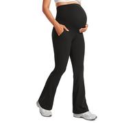 CRZ YOGA Women's Butterluxe Maternity Flare Leggings with Pockets 31"- Buttery Soft Pregnancy Bootcut Belly Support Yoga Pants Black 16