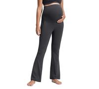 CRZ YOGA Women's Butterluxe Maternity Flare Leggings with Pockets 31"- Buttery Soft Pregnancy Bootcut Belly Support Yoga Pants Mysterious Grey 12