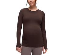 CRZ YOGA Women's Butterluxe Maternity Long Sleeve Top Pregnancy Clothes Crewneck Basic Shirts Soft Athletic Yoga Casual Tee Shirt Hot Fudge Brown 14