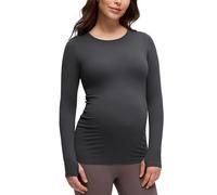 CRZ YOGA Women's Butterluxe Maternity Long Sleeve Top Pregnancy Clothes Crewneck Basic Shirts Soft Athletic Yoga Casual Tee Shirt Mysterious Grey 14