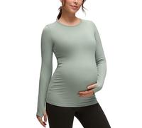 CRZ YOGA Women's Butterluxe Maternity Long Sleeve Top Pregnancy Clothes Crewneck Basic Shirts Soft Athletic Yoga Casual Tee Shirt Green Palm Court 8