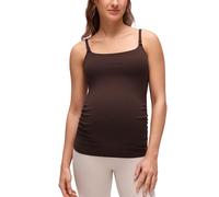 CRZ YOGA Womens Butterluxe Maternity Nursing Clip Down Tank Tops Ruched Adjustable Straps Casual Pregnant Cami Built in Bra Hot Fudge Brown 10