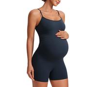 CRZ YOGA Womens Butterluxe Maternity Workout Romper Spaghetti Strap Casual Jumpsuit Shorts Pregnancy Tank Top Bodysuit True Navy 14