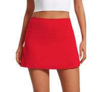 CRZ YOGA Womens Butterluxe Skirts High Waisted A Line Tennis Golf Athletic Casual Wortout Skorts with Pockets Aurora Red 8