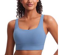 CRZ YOGA Womens ButterLuxe U Back Sports Bra - Padded Low Impact Crop Top Workout Yoga Sport Bra Oasis Blue XS