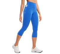 CRZ YOGA Women's Butterluxe Workout Capri Leggings 19'' - High Waisted Buttery Soft Sport Leggings Cropped Yoga Pants with Pockets Sparkle Blue 10