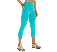 CRZ YOGA Womens Butterluxe Workout Capri Leggings 21 Inches - High Waisted Gym Yoga Leggings with Pockets (Neon) Spectral Blue 12