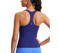 CRZ YOGA Women's Butterluxe Workout Tank Tops with Built in Bra Racerback Athletic Top Longline Sports Bra Larkspur Blue 8