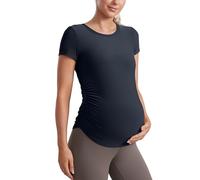 CRZ YOGA Womens Cloudweight Maternity Side Ruched T-Shirt Soft Pregnancy Short Sleeve Workout Casual Athletic Tops True Navy 12