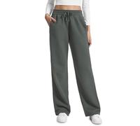 CRZ YOGA Women's Cotton Fleece Lined Sweatpants Straight Leg Casual Lounge Joggers - 28" Winter Thermal Comfy Pants with Pockets Grey Sage 16