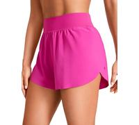 CRZ YOGA Women's High Waist Running Shorts - 3'' Mesh Liner High Split Athletic Gym Sport Workout Sweat Shorts Hibiscus Purple 10