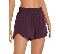 CRZ YOGA Women's High Waist Running Shorts - 3'' Mesh Liner Quick Dry Athletic Gym Workout Shorts with Zipper Pocket Arctic Plum 10