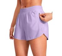 CRZ YOGA Women's High Waist Running Shorts - 3'' Mesh Liner Quick Dry Athletic Gym Workout Shorts with Zipper Pocket Lilac 10