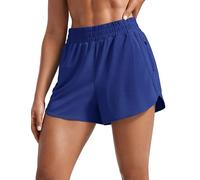 CRZ YOGA Women's High Waist Running Shorts - 3'' Mesh Liner Quick Dry Athletic Gym Workout Shorts with Zipper Pocket Larkspur Blue 10