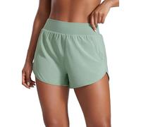 CRZ YOGA Womens High Waisted Dolphin Shorts 3” Running Athletic Workout Gym Lightweight Shorts with Zipper Pockets Liner Green Palm Court 10
