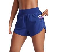 CRZ YOGA Womens High Waisted Dolphin Shorts 3” Running Athletic Workout Gym Lightweight Shorts with Zipper Pockets Liner Larkspur Blue 8
