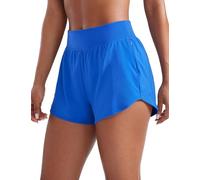 CRZ YOGA Womens Mid Waisted Running Shorts 3” - Curved Hems Athletic Workout Shorts with Zipper Pockets Liner Sparkle Blue 10