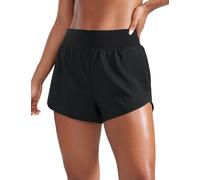 CRZ YOGA Womens Mid Waisted Running Shorts 3” - Curved Hems Athletic Workout Shorts with Zipper Pockets Liner Black 10