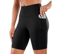 CRZ YOGA Women's Naked Feeling 8'' Yoga Shorts with Pockets - High Waisted Gym Cycling Fitness Shorts Black 8