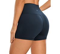 CRZ YOGA Women's Naked Feeling Gym Shorts - 3'' High Waisted Cycling Leggings Workout Running Spandex Yoga Pants True Navy 10