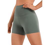 CRZ YOGA Women's Naked Feeling Gym Shorts - 4'' High Waisted Cycling Leggings Workout Running Spandex Yoga Pants Grey Sage 12