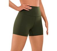 CRZ YOGA Women's Naked Feeling Gym Shorts - 4'' High Waisted Cycling Leggings Workout Running Spandex Yoga Pants Olive Green 14