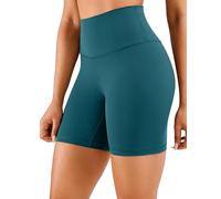 CRZ YOGA Women's Naked Feeling Gym Shorts - 6'' High Waisted Cycling Leggings Workout Running Spandex Yoga Pants Borealis Green 10