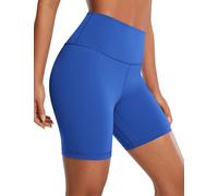 CRZ YOGA Women's Naked Feeling Gym Shorts - 6'' High Waisted Cycling Leggings Workout Running Spandex Yoga Pants Waves Blue 14