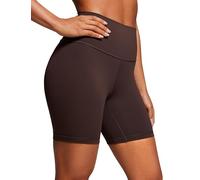 CRZ YOGA Women's Naked Feeling Gym Shorts - 6'' High Waisted Cycling Leggings Workout Running Spandex Yoga Pants Hot Fudge Brown 10