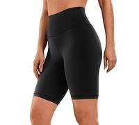 CRZ YOGA Women's Naked Feeling Gym Shorts - 8'' High Waisted Cycling Leggings Workout Running Spandex Yoga Pants Black 14