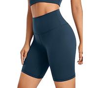 CRZ YOGA Women's Naked Feeling Gym Shorts - 8'' High Waisted Cycling Leggings Workout Running Spandex Yoga Pants French Navy 16