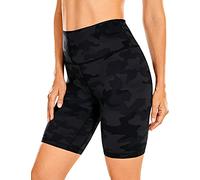 CRZ YOGA Women's Naked Feeling Gym Shorts - 8'' High Waisted Cycling Leggings Workout Running Spandex Yoga Pants Dark Grey Camouflage 12