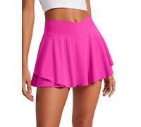 CRZ YOGA Women's Pleated Tennis Skirts Inner Shorts Athletic Skorts High Waist Running Golf Sports Mini Skirt with Pockets Hibiscus Purple 16