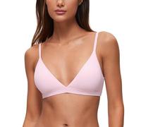 CRZ YOGA Womens Soft Double Lined Triangle Bralette - Adjustable Straps Unlined Wireless Deep V Cami Bra Plunge Everyday Bra Strawberry Pink 10