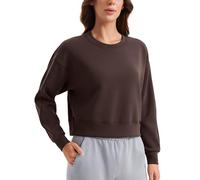 CRZ YOGA Womens SoftAura Crewneck Sweatshirt Long Sleeve Workout Casual Pullover Tops Basic Fall Sweatshirts Hot Fudge Brown 10