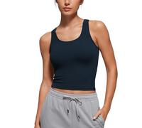 CRZ YOGA Womens Softembrace Casual Tank Tops Scoop Neck Double Lined Soft Sleeveless Shirts Basic Going Out Summer Vest True Navy 8