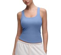 CRZ YOGA Womens Softembrace Casual Tank Tops Scoop Neck Double Lined Soft Sleeveless Shirts Basic Going Out Summer Vest Oasis Blue 12