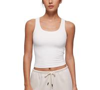 CRZ YOGA Womens Softembrace Casual Tank Tops Scoop Neck Double Lined Soft Sleeveless Shirts Basic Going Out Summer Vest White 8