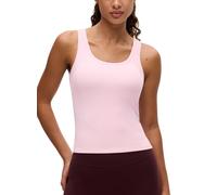 CRZ YOGA Womens Softembrace Casual Tank Tops Scoop Neck Double Lined Soft Sleeveless Shirts Basic Going Out Summer Vest Strawberry Pink 12