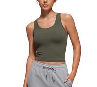 CRZ YOGA Womens Softembrace Casual Tank Tops Scoop Neck Double Lined Soft Sleeveless Shirts Basic Going Out Summer Vest Light Army Green 16