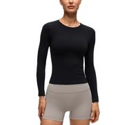 CRZ YOGA Womens Softembrace Long Sleeve Soft Crew Neck Shirts Basic Stretchy Tight T-Shirts Casual Going Out Fall Fitted Tops Black 8